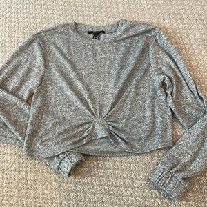 Long Sleeve Heather Gray Crop Top forever 21